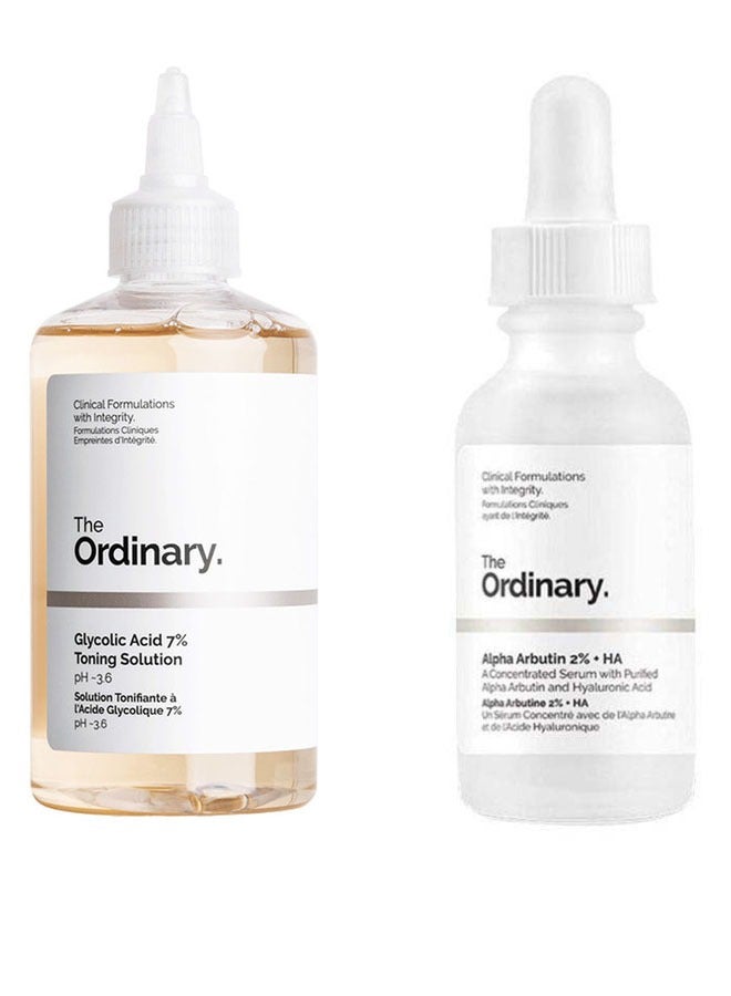 The Ordinary A Group Consisting Of Glycolic Acid 7 Percent Toning Solution Clear And Alpha Arbutin 2 Ha Serum 240